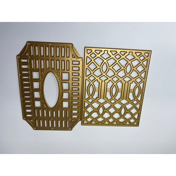 Anna Griffin Teilage Lattice Gate Metal Cutting Dies Gold Intricate Design Craft - Picture 7 of 12